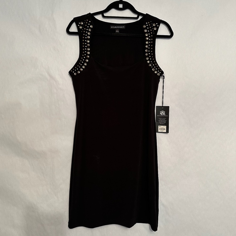NWT Rock & Republic Black Studded Sleeveless Scoop Neck Mini Dress Size Small - Picture 11 of 11